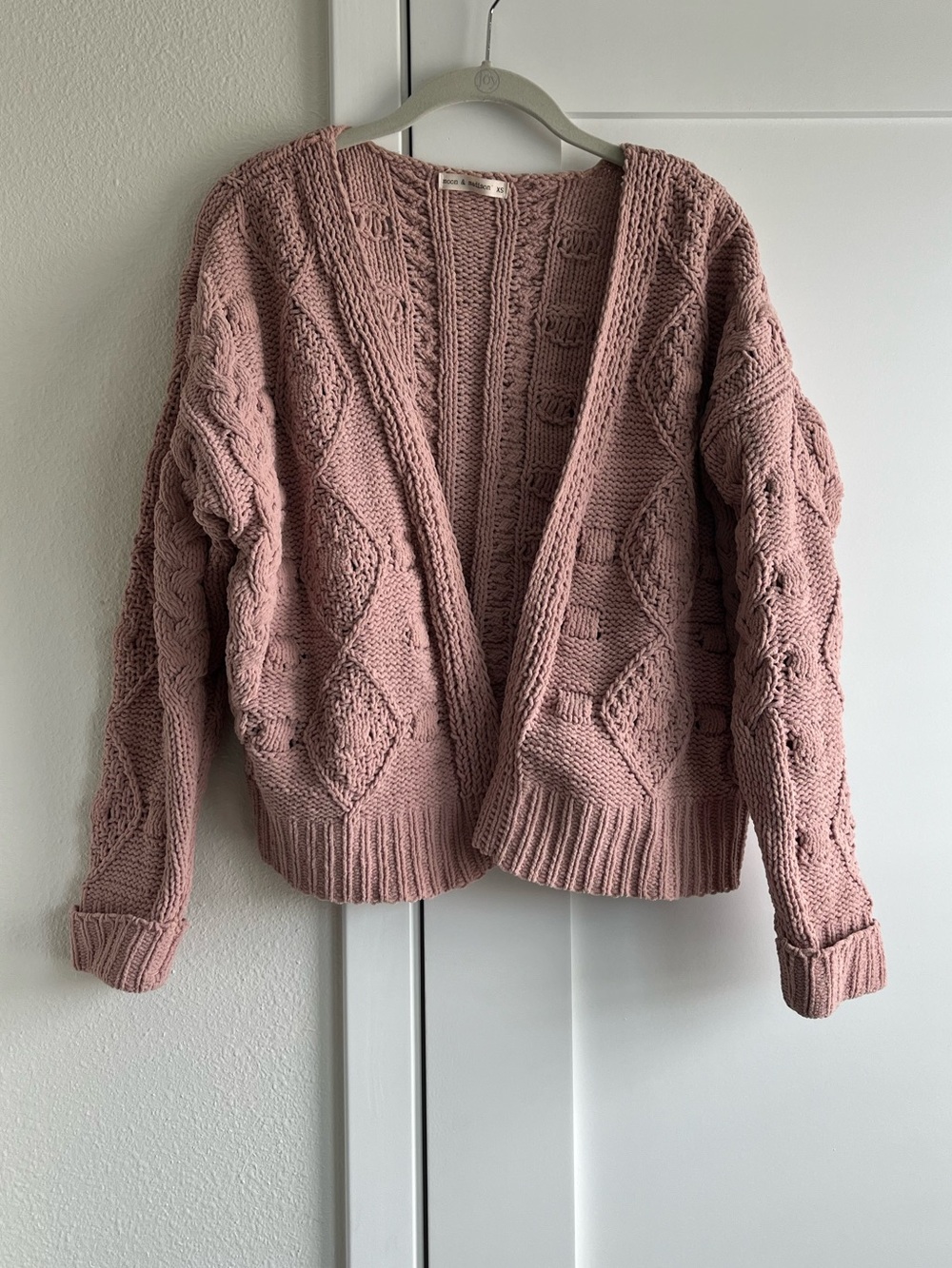 Chunky Knit Open-Front Cardigan - Dusty Pink